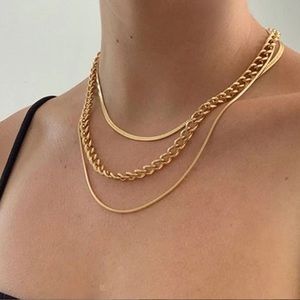 Gold chains 3 layers necklace
